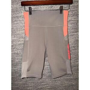 TKO Technical Knockout Women's Biker Shorts Gray Pink Medium Pockets Yoga Gym